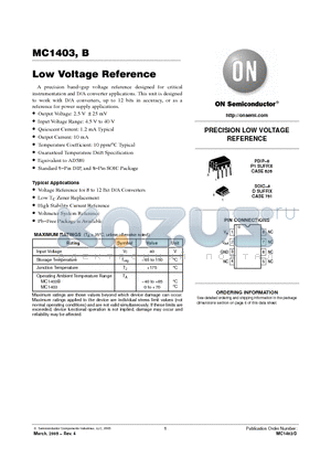 MC1403BDR2 datasheet - Low Voltage Reference