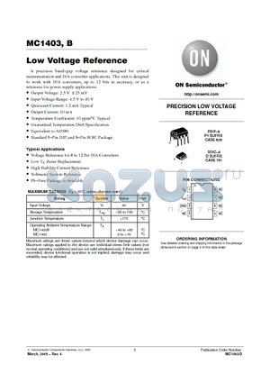 MC1403DG datasheet - Low Voltage Reference