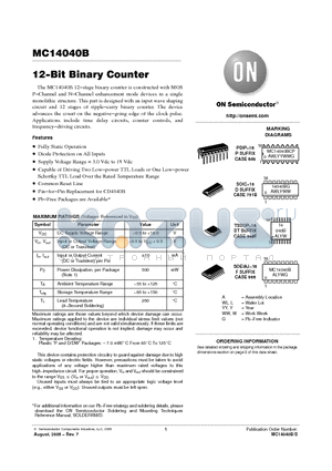 MC14040BCP datasheet - 12−Bit Binary Counter