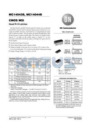 MC14043B datasheet - CMOS MSI(Quad R-S Latches)