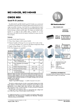 MC14043BCP datasheet - CMOS MSI Quad R−S Latches