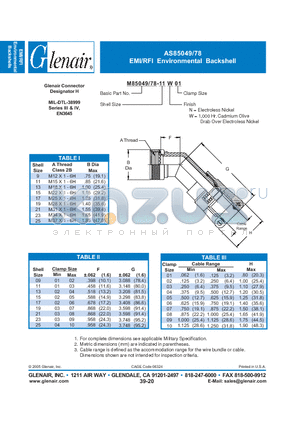 M85049-78-09N07 datasheet - EMI/RFI Environmental Backshell