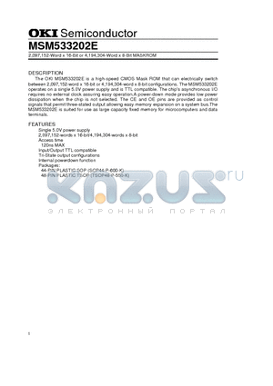 MSM533202E datasheet - 2,097,152-Word x 16-Bit or 4,194,304-Word x 8-Bit MASKROM