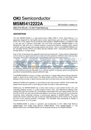 MSM5412222A datasheet - 262,214-Word x 12-Bit Field Memory