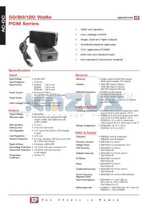 PCM80PD01 datasheet - AC-DC Power Supplies