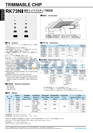 RK73N1ELBK103P datasheet - TRIMMABLE CHIP