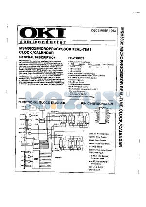 MSM5832 datasheet - MICROPROCESSOR REAL-TIME CLOCK/CALENDAR