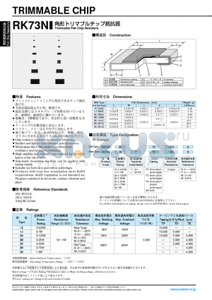 RK73N1JLTE103M datasheet - TRIMMABLE CHIP