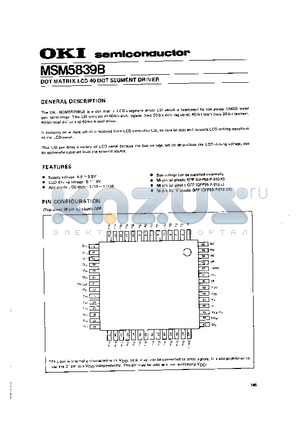 MSM5839B datasheet - DOT MATRIX LCD 40 DOT SEGMENT DRIVER