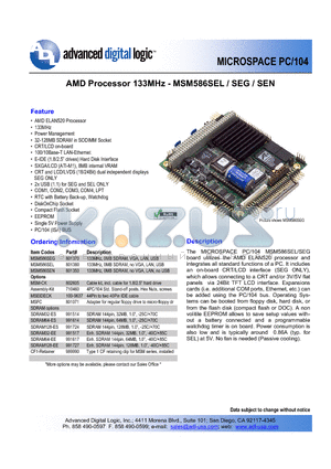 MSM586SEG datasheet - 133MHz, 0MB SDRAM