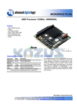 MSM586SL datasheet - Soldered 32MB SDRAM (64MB)