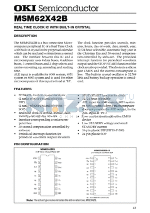 MSM62X42B datasheet - REAL TIME CLOCK IC WITH BUILT-IN CRYSTAL