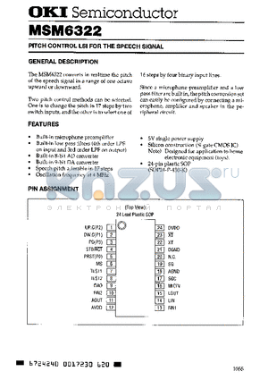 MSM6322 datasheet - PITCH CONTROL LSI FOR THE SPEECH SIGNAL