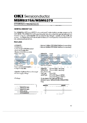MSM6378A datasheet - OTP ROM Built-in Voice Synthesis IC