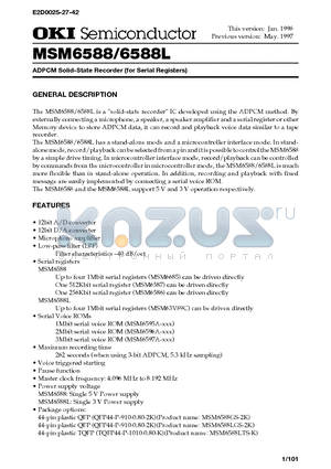 MSM6588 datasheet - ADPCM Solid-State Recorder (for Serial Registers)