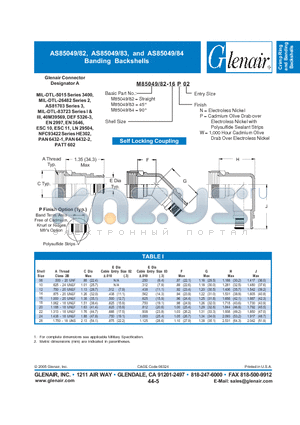 M85049-82-16P02 datasheet - Banding Backshells