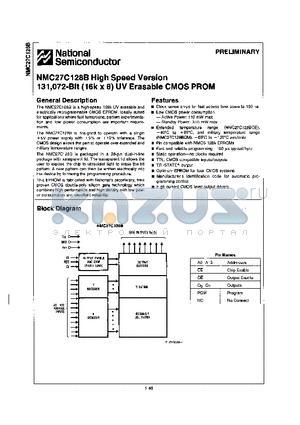 NMC27C128B datasheet - High Speed Version 131,072-Bit(16k x 8) UV Erasable CMOS PROM