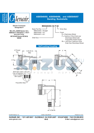 M85049-85-08P02 datasheet - Banding Backshells