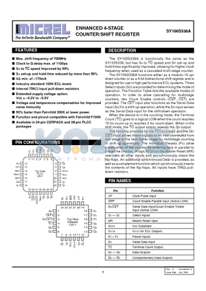 SY100S336AJC datasheet - ENHANCED 4-STAGE COUNTER/SHIFT REGISTER
