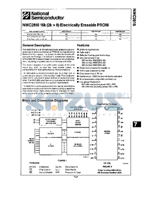 NMC2816-45 datasheet - 16K (2K X 8) ELECTRICALLY ERASABLE PROM