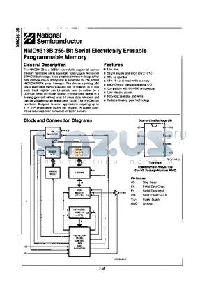 NMC9313B datasheet - 256-BIT SERIAL ELECTRICALLY ERASABLE PROGRAMMABLE MEMORY