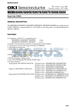 MSM6997H datasheet - Single Chip CODEC