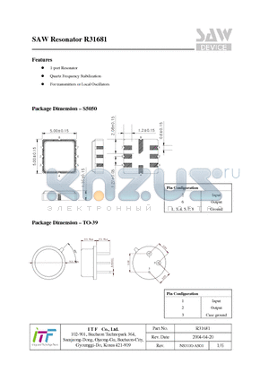 R31681 datasheet - SAW Resonator