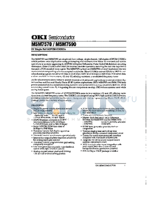 MSM7570 datasheet - 5V Sinlge-Rail ADPCM CODECs