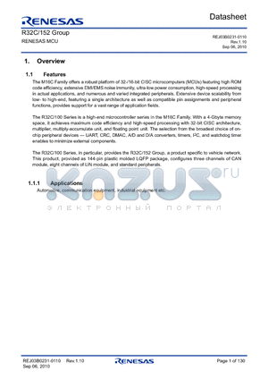 R32C152 datasheet - RENESAS MCU