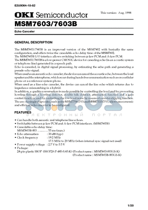 MSM7603B datasheet - Echo Canceler