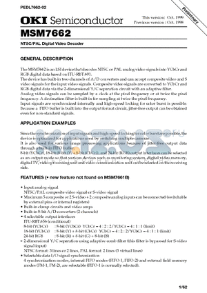 MSM7662 datasheet - NTSC/PAL Digital Video Decoder