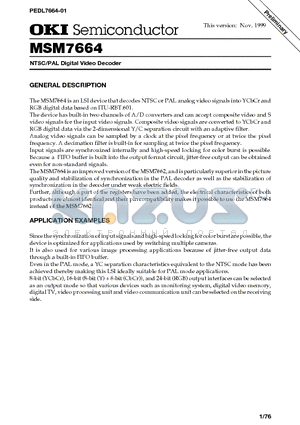 MSM7664 datasheet - NTSC/PAL Digital Video Decoder