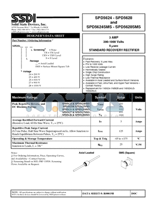 SPD5628TX datasheet - 3 AMP 200-1000 Volts 5 usec STANDARD RECOVERY RECTIFIER