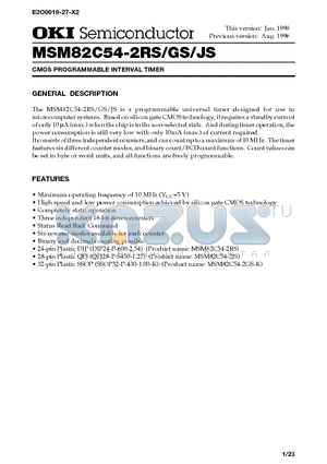 MSM82C54-2RS datasheet - CMOS PROGRAMMABLE INTERVAL TIMER
