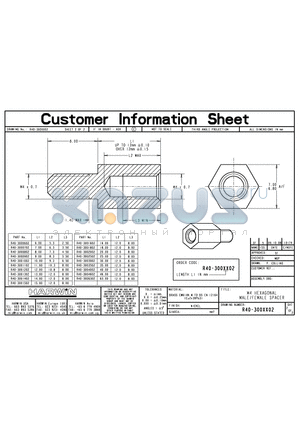 R40-3000702 datasheet - M4 HEXAGONAL MALE/FEMALE SPACER