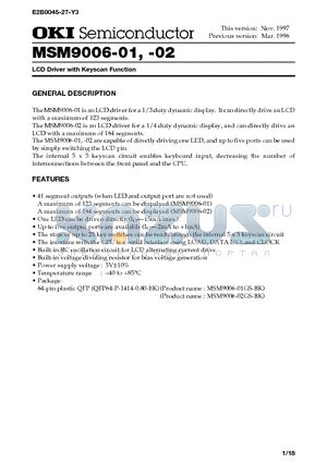 MSM9006-02 datasheet - LCD Driver with Keyscan Function