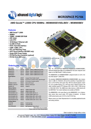 MSM900BEV datasheet - 500MHz, 128MB-1024MB DDR333-RAM