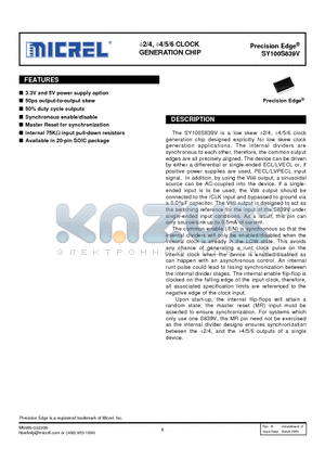 SY100S839VZC datasheet - 2/4, 4/5/6 CLOCK GENERATION CHIP