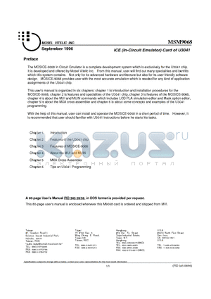 MSM9068 datasheet - ICE (In-Circuit Emulator) Card of U3041