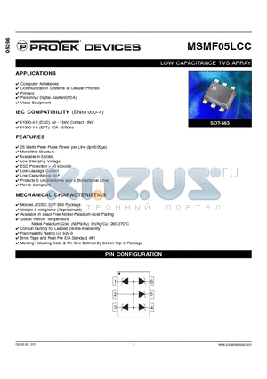 MSMF05LCC datasheet - LOW CAPACITANCE TVS ARRAY