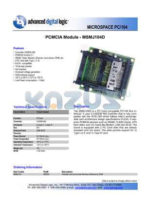 MSMJ104D datasheet - PCMCIA Module