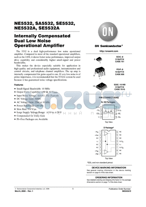 SA5532 datasheet - Internally Compensated Dual Low Noise Operational Amplifier