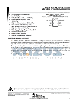 SA5534DE4 datasheet - LOW-NOISE OPERATIONAL AMPLIFIERS