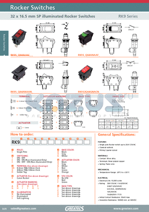 RK9S2Q64AUACC3 datasheet - 32 x 16.5 mm SP illuminated Rocker Switches