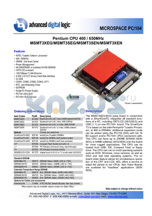 MSMT3SEG datasheet - Pentium CPU 400 / 650MHz