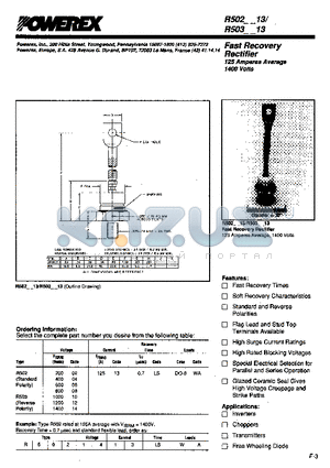 R5020613LSWA datasheet - Fast Recovery Rectifier (125 Amperes Average 1400 Volts)
