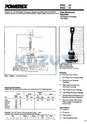 R5021210 datasheet - Fast Recovery Rectifier (100 Amperes Average 1200 Volts)