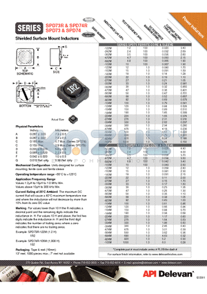 SPD73R-274M datasheet - Shielded Surface Mount Inductors