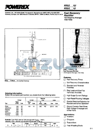 R5030610RSWA datasheet - Fast Recovery Rectifier (100 Amperes Average 1200 Volts)