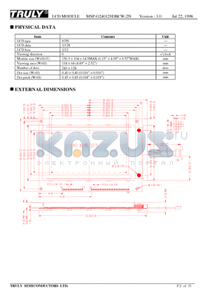 MSP-G240128DBCW-2N datasheet - LCD MODULE